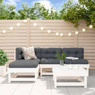 Houten loungeset van massief douglashout met voetenbank en salontafel - Wit - Tuinsets