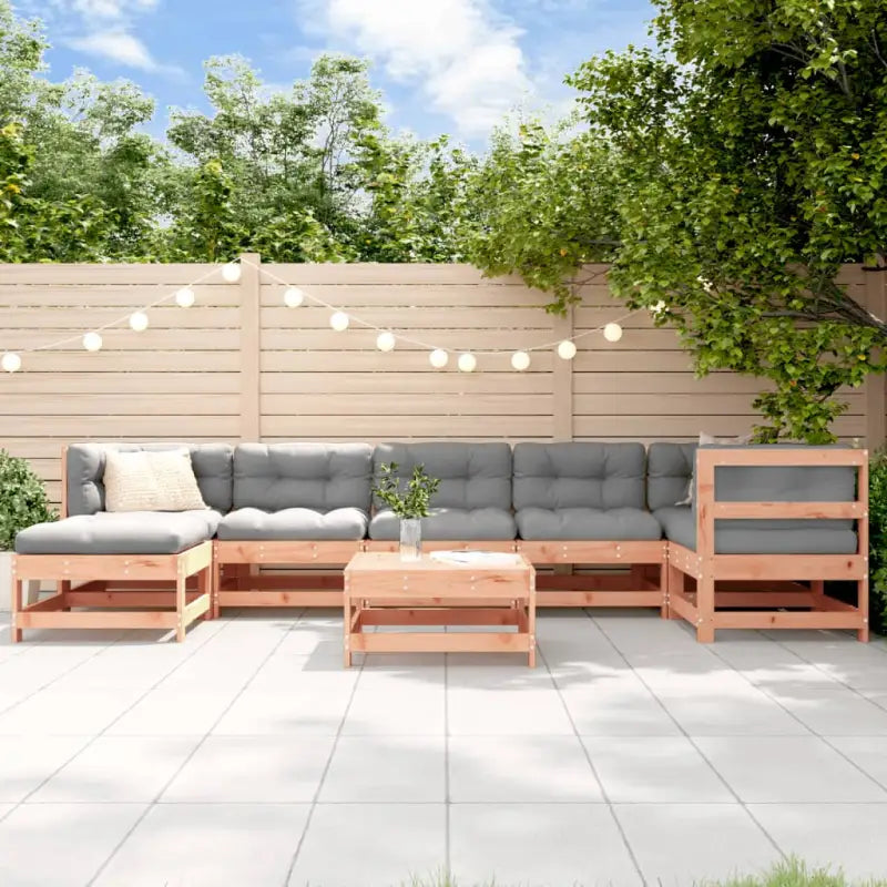 Houten loungeset van massief douglashout met voetenbank en salontafel - Natuurlijk douglashout - Tuinsets