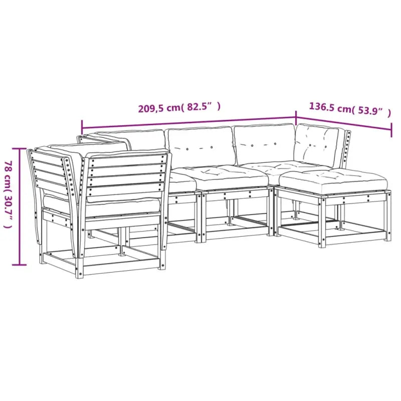 Houten loungeset van massief grenenhout met elegante afmetingen - Tuinsets
