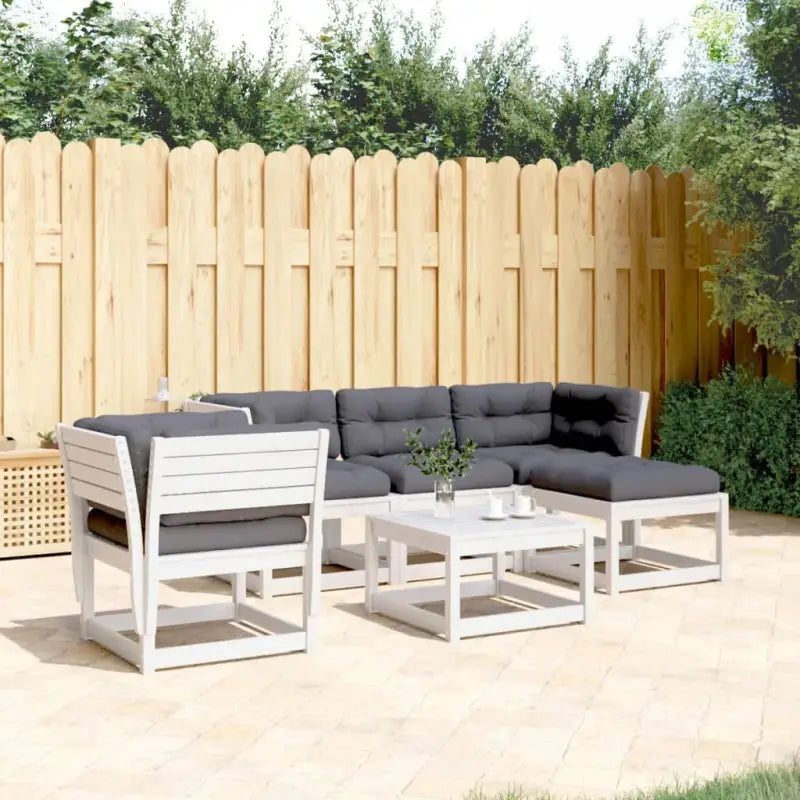 Houten loungeset van massief grenenhout met elegante afmetingen - Wit / Ja - Tuinsets