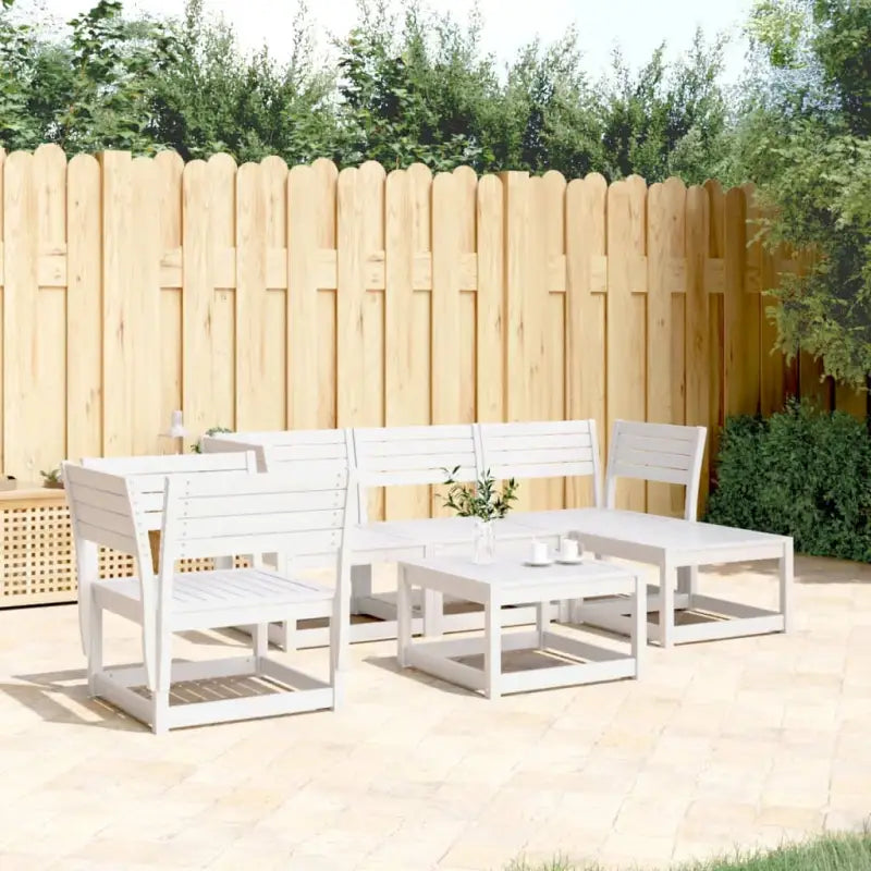 Houten loungeset van massief grenenhout met elegante afmetingen - Wit / Nee - Tuinsets