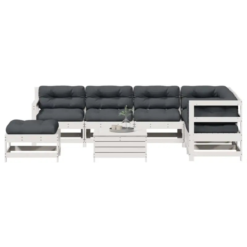 Houten loungeset van massief grenenhout met gelat en modulair ontwerp - Wit grenenhout - Tuinsets