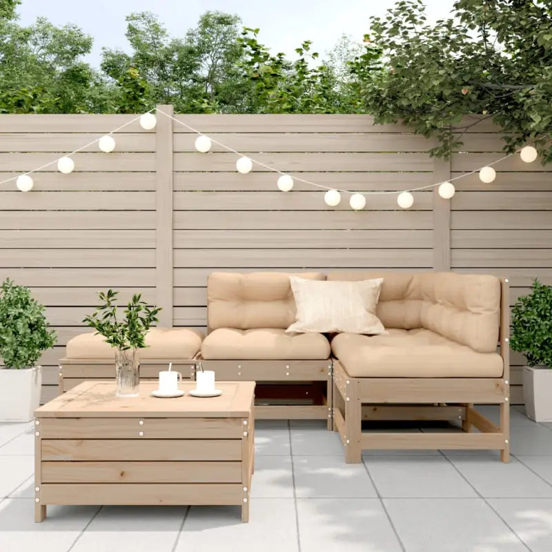 Houten loungeset van massief grenenhout met gelat ontwerp en modulair design - Tuinsets