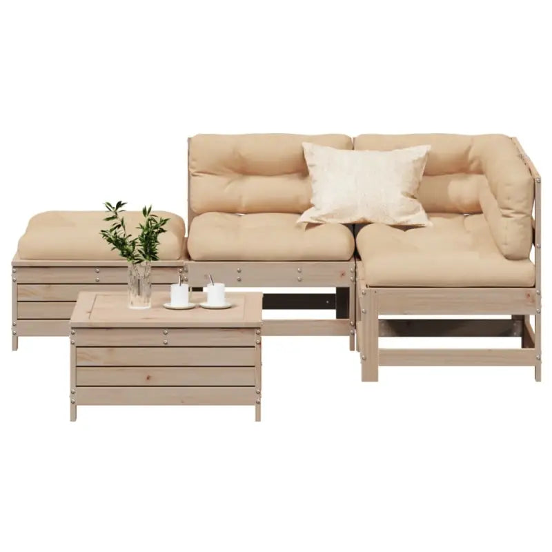 Houten loungeset van massief grenenhout met gelat ontwerp en modulair design - Tuinsets
