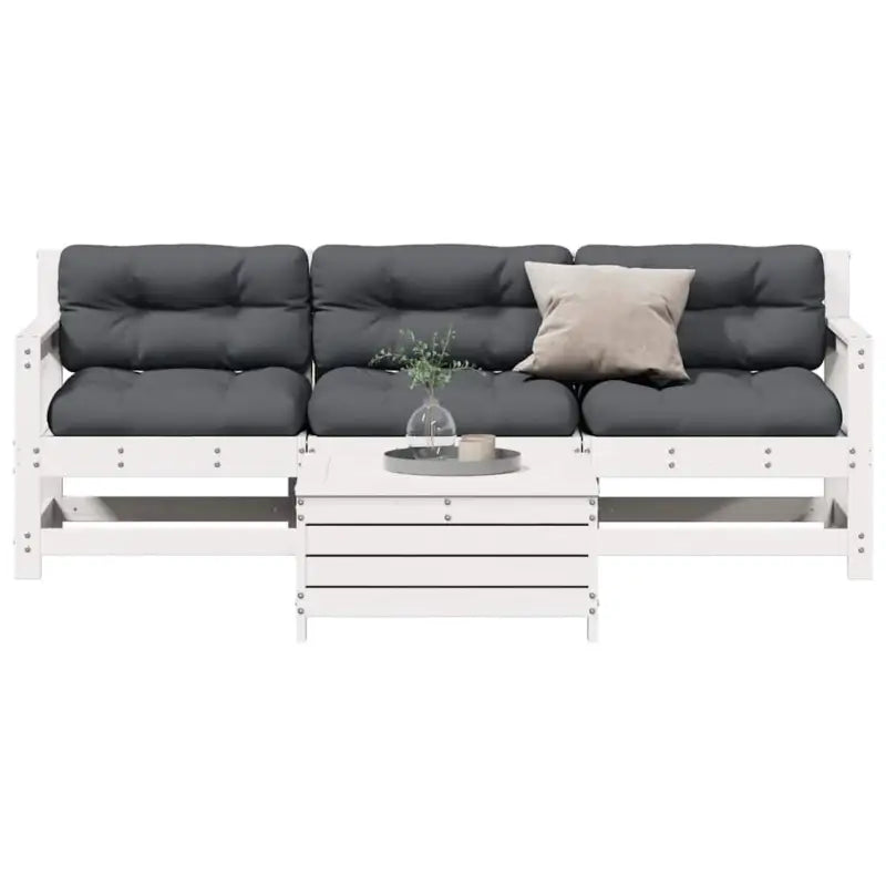 Houten loungeset van massief grenenhout met gelat ontwerp - Wit grenenhout - Tuinsets