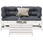 Houten loungeset van massief grenenhout met gelat ontwerp - Wit grenenhout - Tuinsets