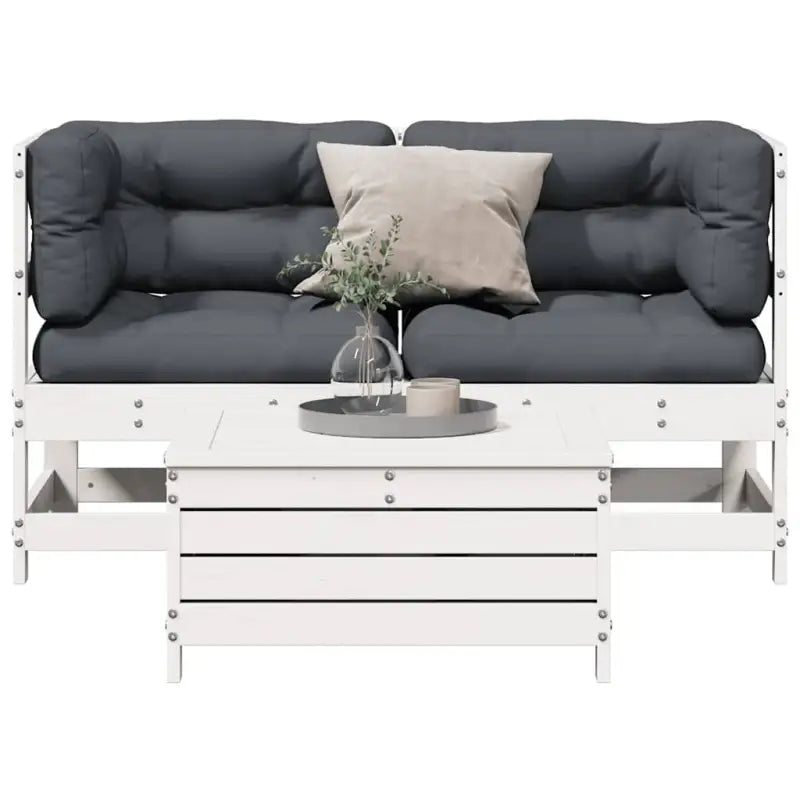 Houten loungeset van massief grenenhout met gelat ontwerp - Wit grenenhout - Tuinsets