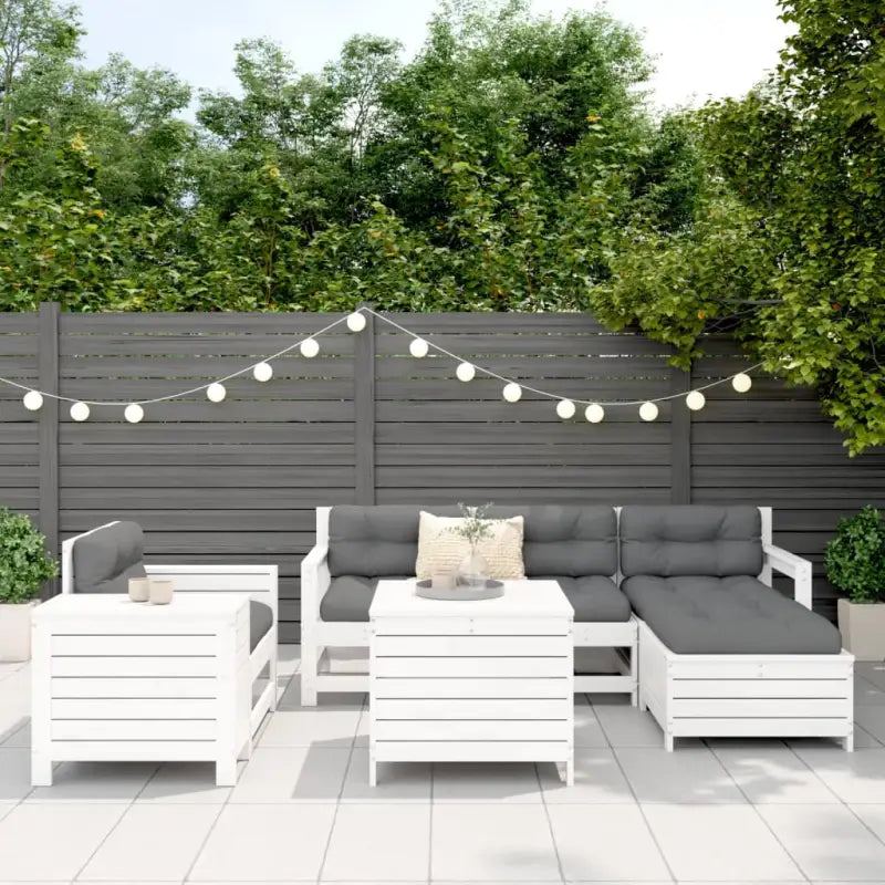 Houten loungeset van massief grenenhout met modulair ontwerp en comfortabele afmetingen - Tuinsets