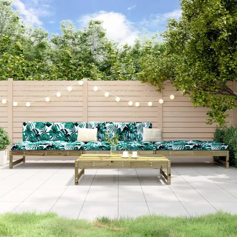 Houten loungeset van massief grenenhout met salontafel en voetenbank - Naturel geïmpregneerd - Tuinsets