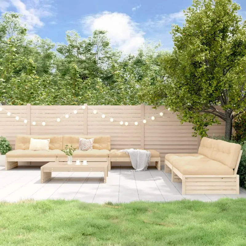Houten loungeset van massief grenenhout met voetenbank en salontafel - Tuinsets