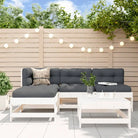 Houten loungeset van massief grenenhout met voetenbank en salontafel - Wit - Tuinsets