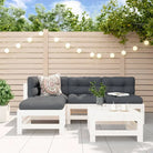 Houten loungeset van massief grenenhout met voetenbank en salontafel - Wit grenenhout - Tuinsets