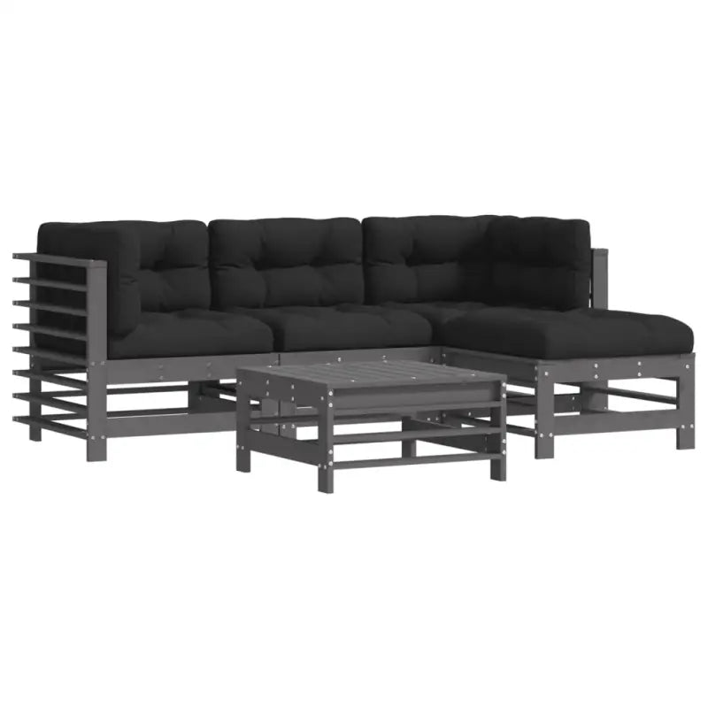 Houten loungeset van massief grenenhout met voetenbank en salontafel - Tuinsets
