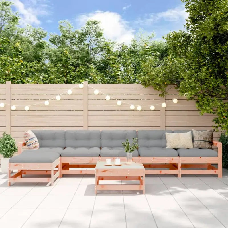 Houten loungeset van massief Grenenhout met voetenbank en salontafel - Natuurlijk douglashout - Tuinsets