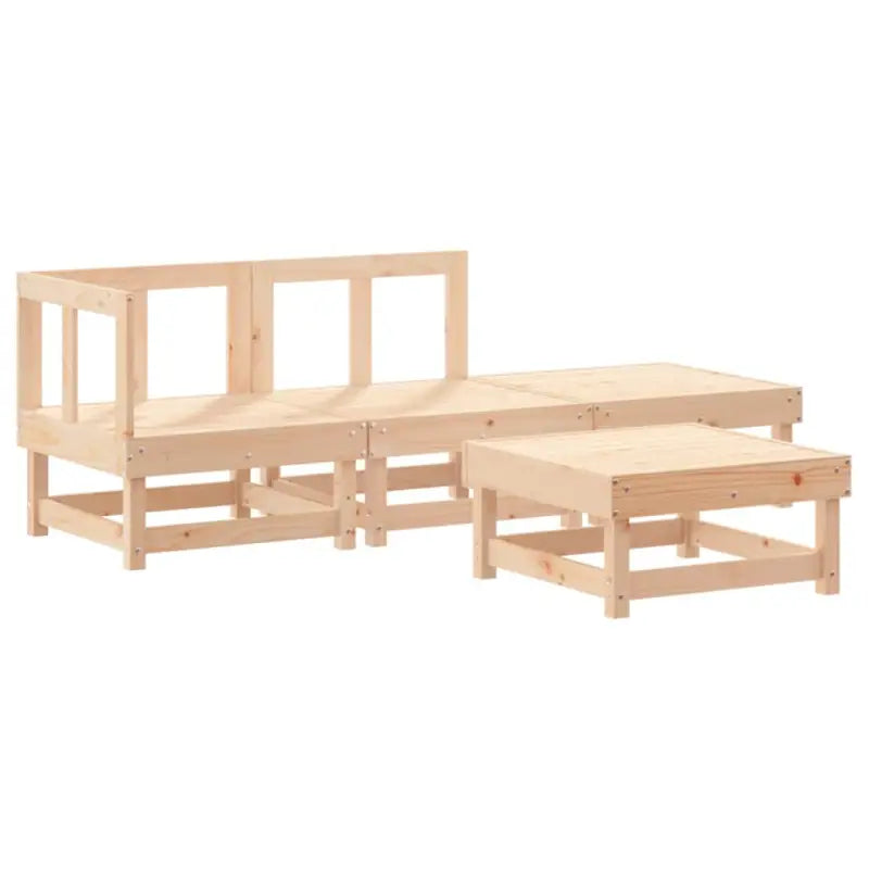 Houten loungeset van massief grenenhout met voetenbank en salontafel - Tuinsets