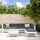 Houten loungeset van massief grenenhout met voetenbank en salontafel - Wit grenenhout - Tuinsets