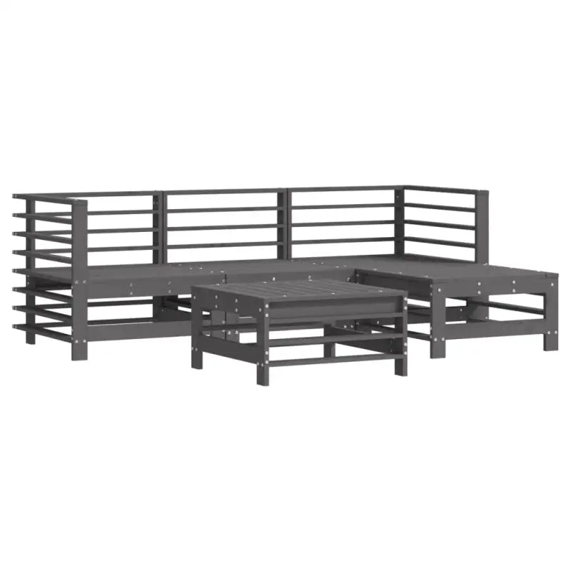 Houten loungeset van massief grenenhout met voetenbank en salontafel - Tuinsets