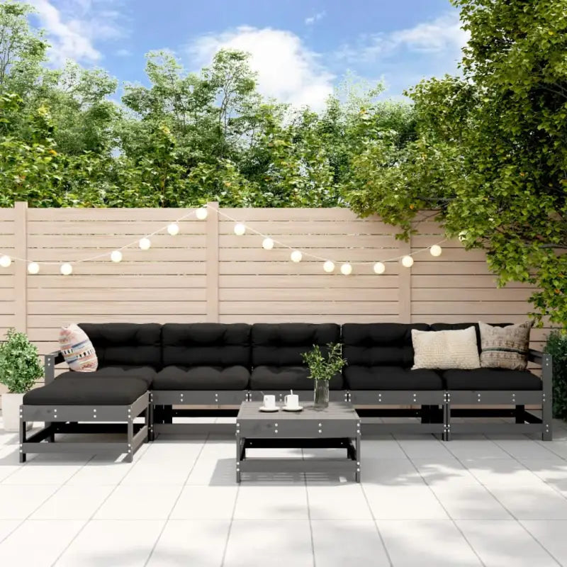 Houten loungeset van massief Grenenhout met voetenbank en salontafel - Grijs grenenhout - Tuinsets