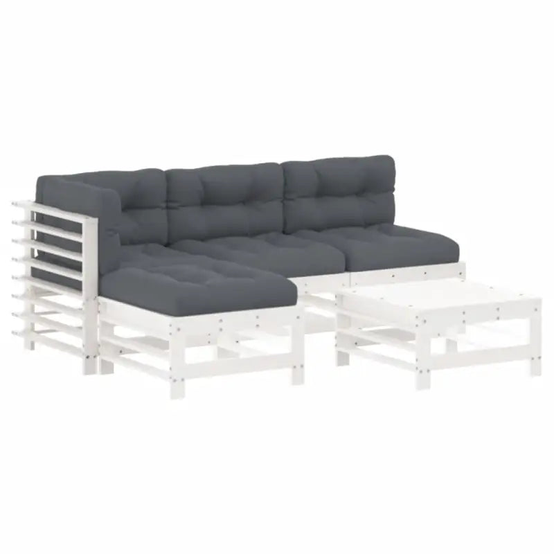 Houten loungeset van massief grenenhout met voetenbank en salontafel - Tuinsets