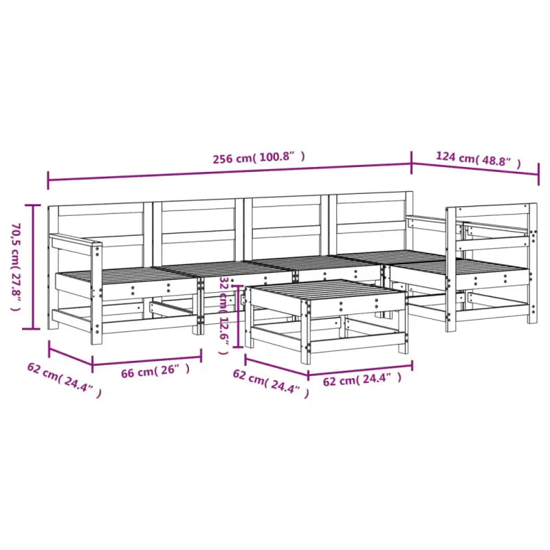 Houten loungeset van massief grenenhout voor in de tuin - Tuinsets