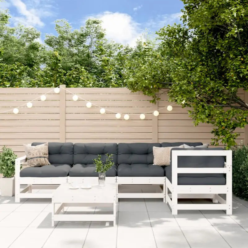 Houten loungeset van massief grenenhout voor in de tuin - Wit grenenhout - Tuinsets