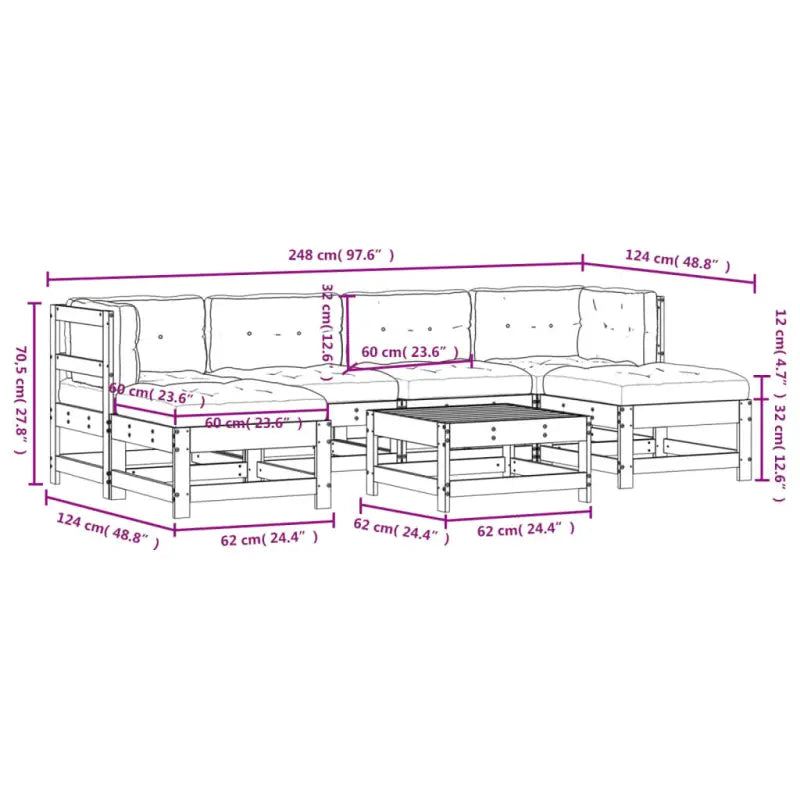 Houten loungeset van massief grenenhout voor tuin en terras - Tuinsets