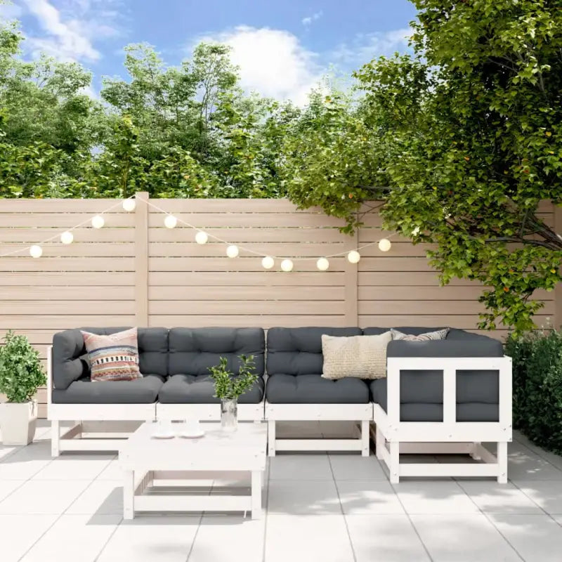 Houten loungeset van massief grenenhout voor tuin en terras - Wit grenenhout - Tuinsets