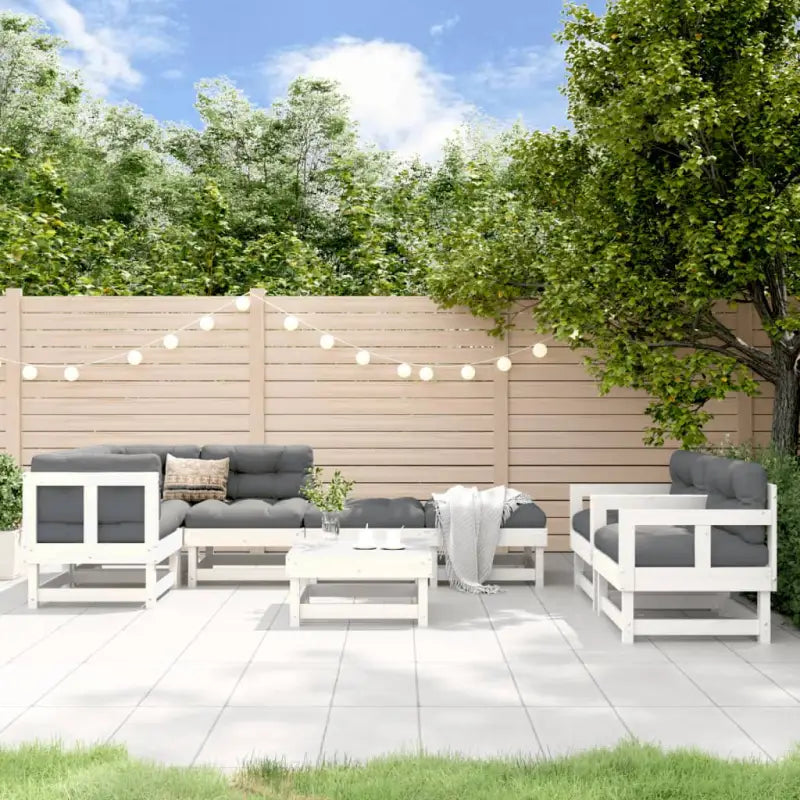 Houten loungeset van massief grenenhout voor tuin en terras - Wit - Tuinsets