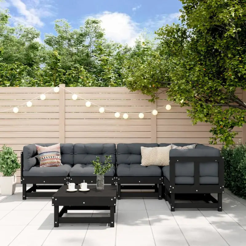 Houten loungeset van massief grenenhout voor tuin en terras - Zwart grenenhout - Tuinsets