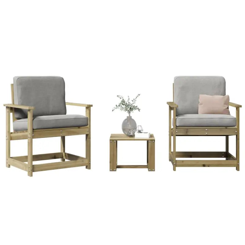 Houten loungeset van vacuüm geïmpregneerd grenenhout voor tuin en terras - Naturel geïmpregneerd / 1 - Tuinstoelen