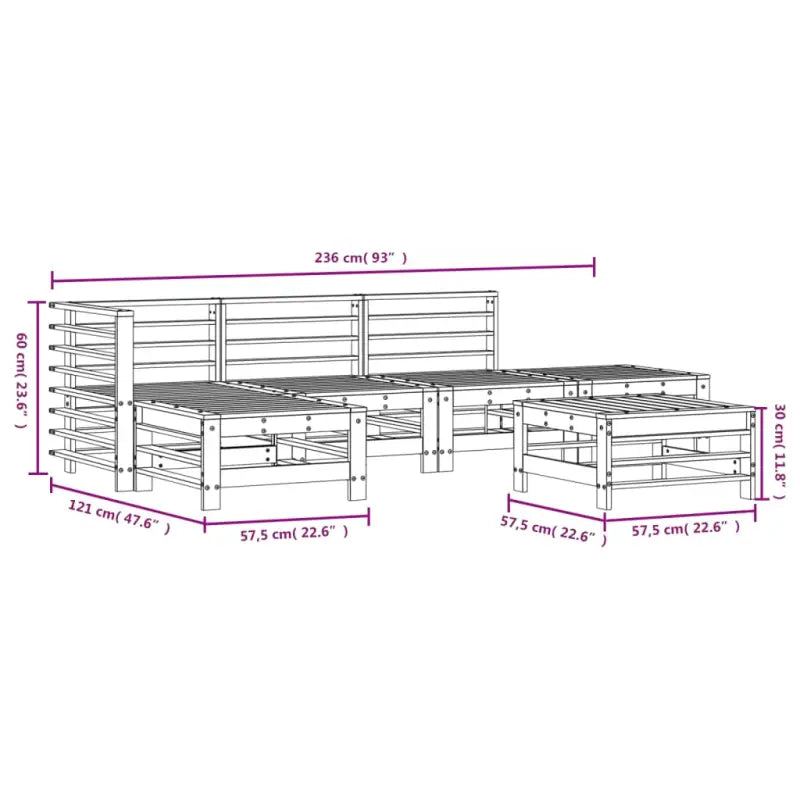 Houten loungeset voor in de tuin van massief grenenhout - Tuinsets