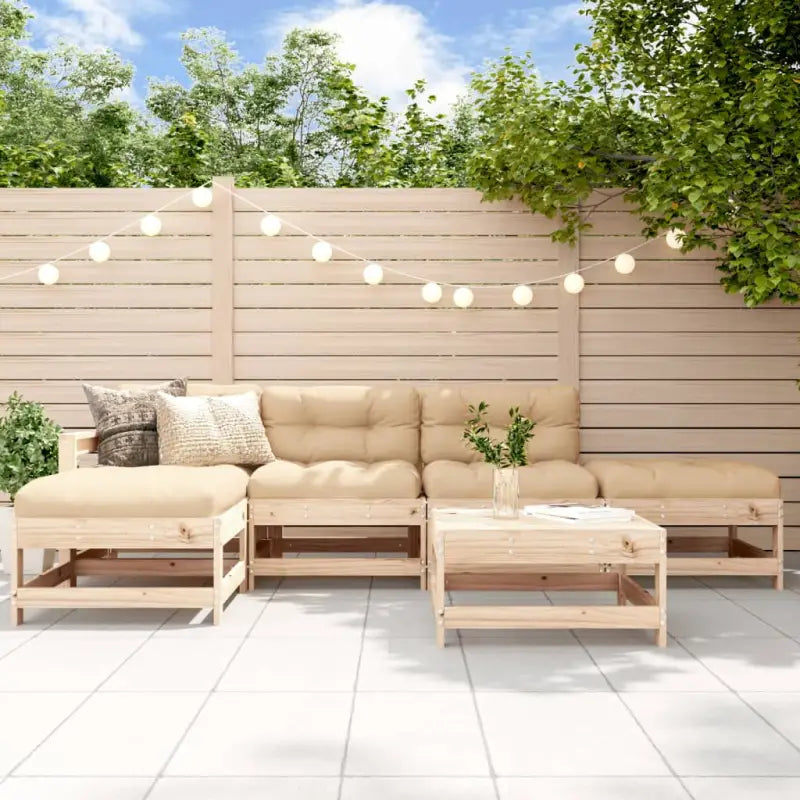 Houten Loungeset voor Tuin Terras en Patio met Knusse Kussens - Natuurlijk grenenhout - Tuinsets