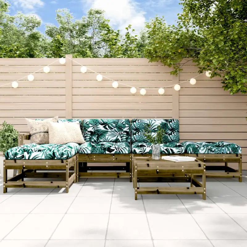 Houten Loungeset voor Tuin Terras en Patio met Knusse Kussens - Bruin - Tuinsets