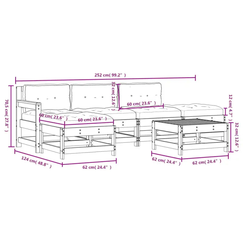 Houten Loungeset voor Tuin Terras en Patio met Knusse Kussens - Tuinsets