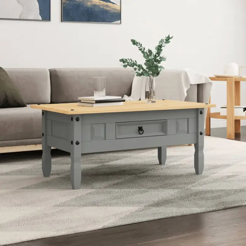 Houten Mexicaanse Corona salontafel met rustieke charme - Grijs / 1 - Salontafels