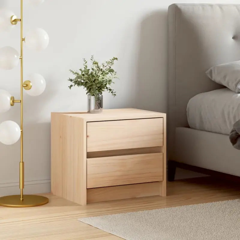 Houten nachtkastje van massief grenenhout met elegant ontwerp - Naturel / 1 - Nachtkastjes