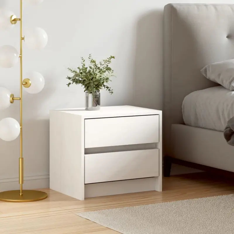 Houten nachtkastje van massief grenenhout met elegant ontwerp - Wit / 1 - Nachtkastjes