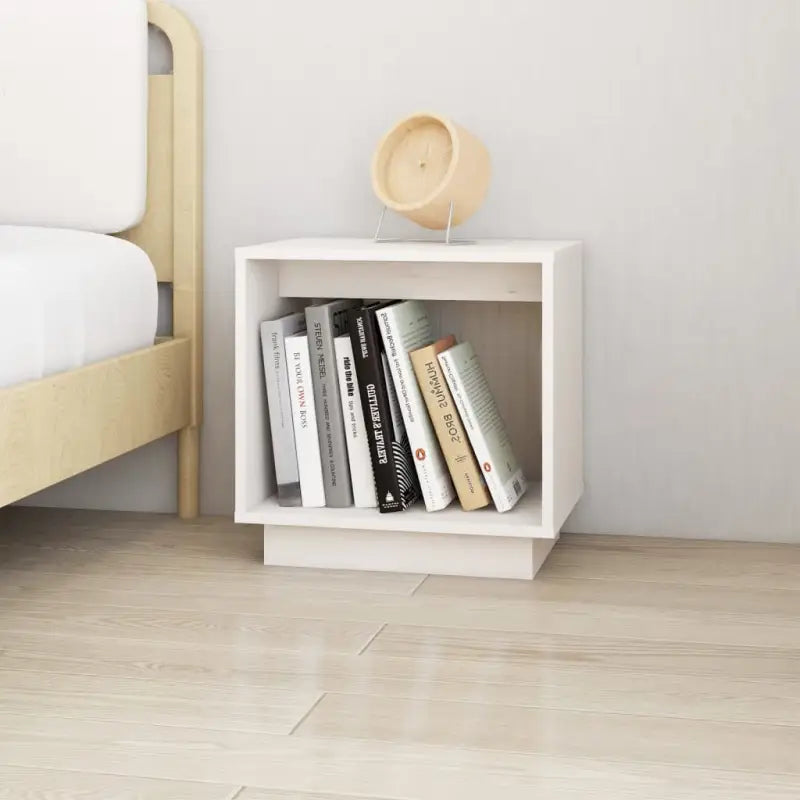 Houten nachtkastje van massief grenenhout met moderne charme - Wit / 1 - Nachtkastjes