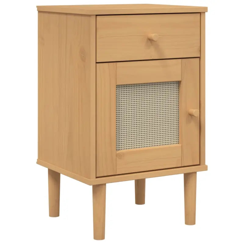 Houten nachtkastje van massief grenenhout met strak design - Nachtkastjes