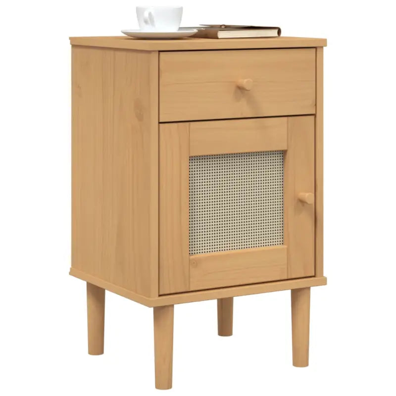 Houten nachtkastje van massief grenenhout met strak design - Nachtkastjes