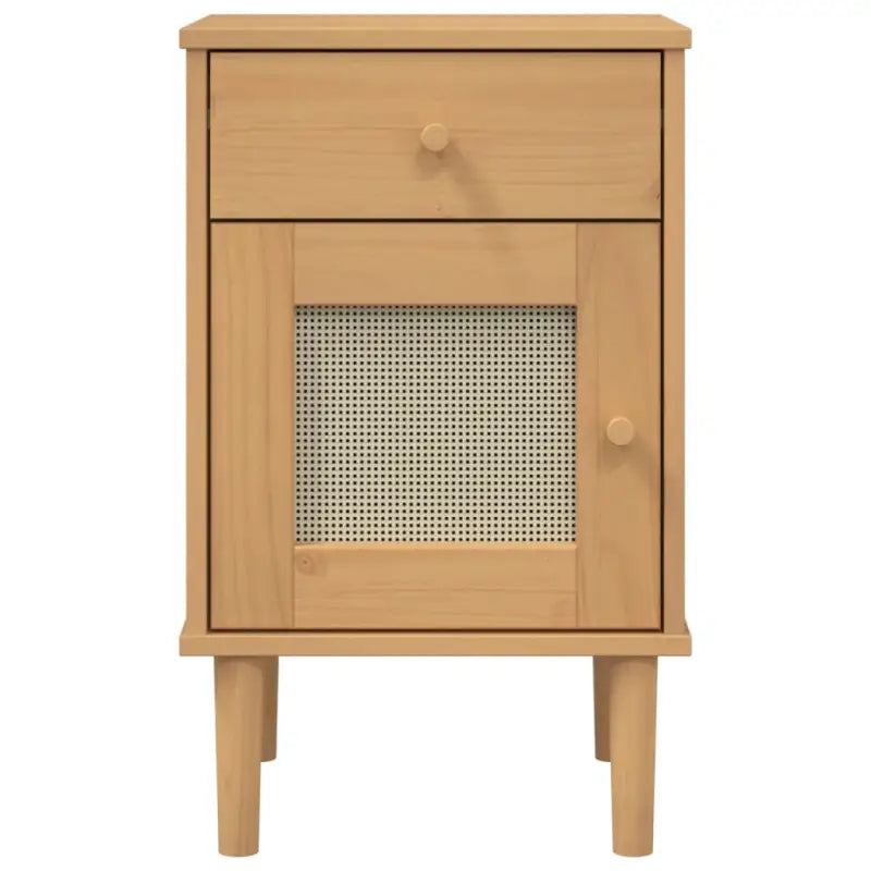 Houten nachtkastje van massief grenenhout met strak design - Nachtkastjes