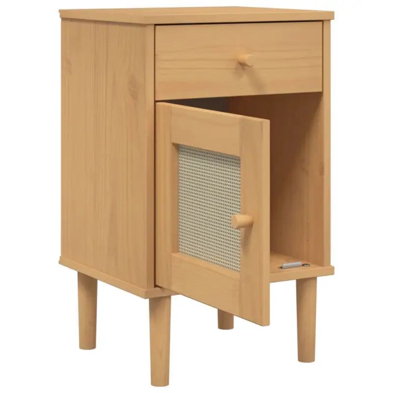 Houten nachtkastje van massief grenenhout met strak design - Nachtkastjes