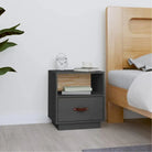 Houten nachtkastje van massief grenenhout voor decoratieve spullen - Grijs / 1 - Nachtkastjes