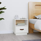 Houten nachtkastje van massief grenenhout voor decoratieve spullen - Wit / 1 - Nachtkastjes