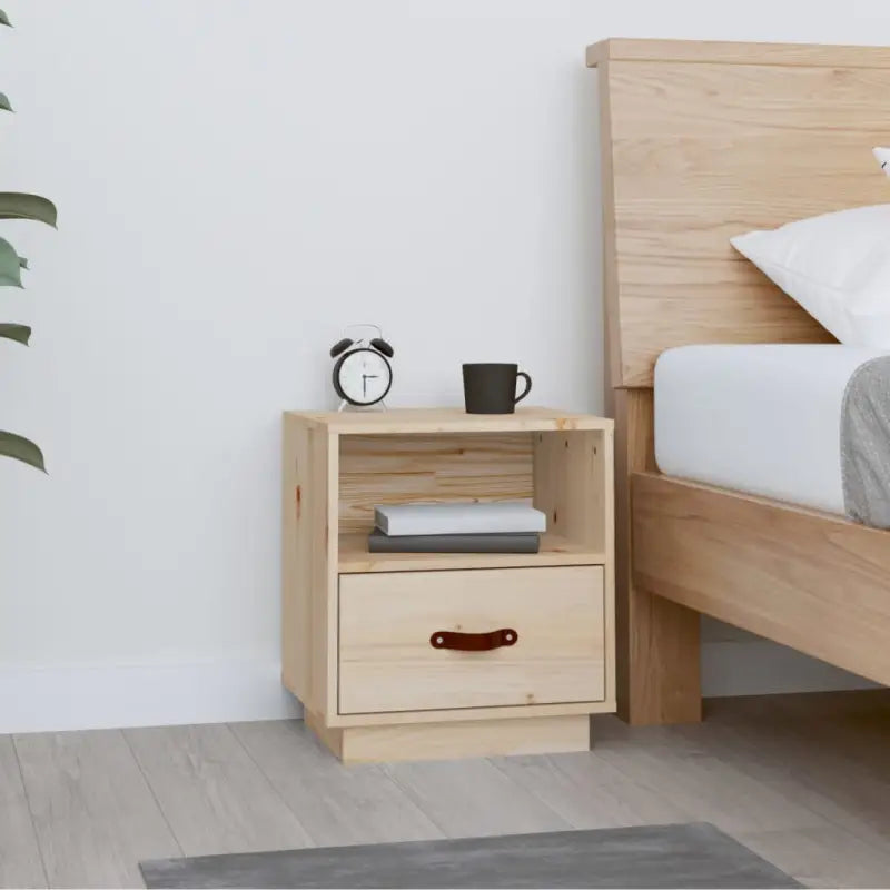 Houten nachtkastje van massief grenenhout voor decoratieve spullen - Naturel / 1 - Nachtkastjes