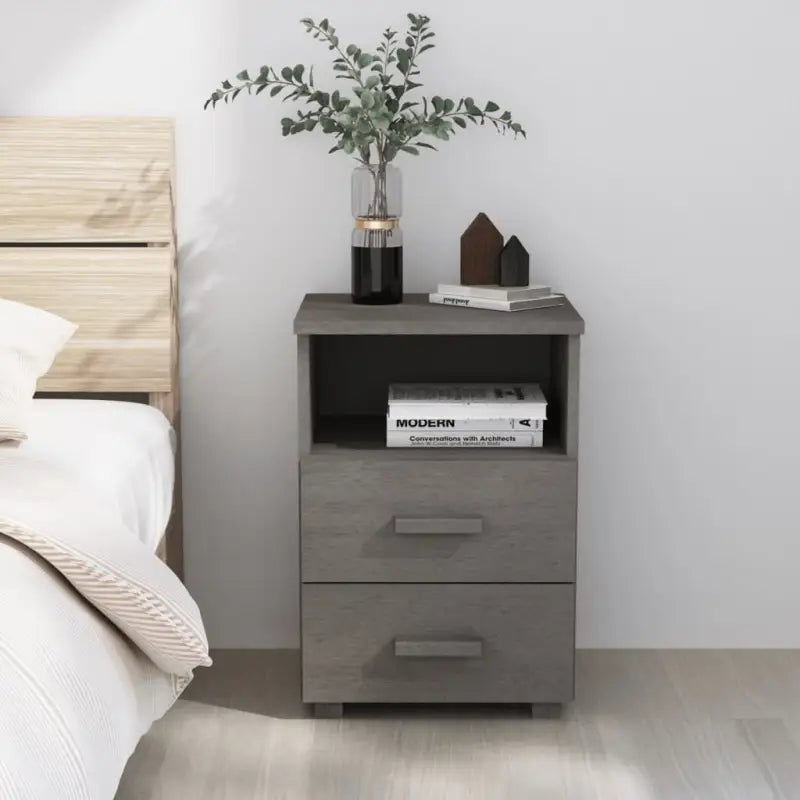 Houten nachtkastje van massief grenenhout voor je interieur - Lichtgrijs / 1 - Nachtkastjes