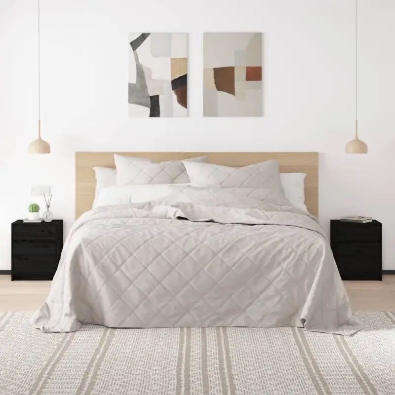 Houten nachtkastje van massief grenenhout voor je interieur - Zwart / 2 - Nachtkastjes
