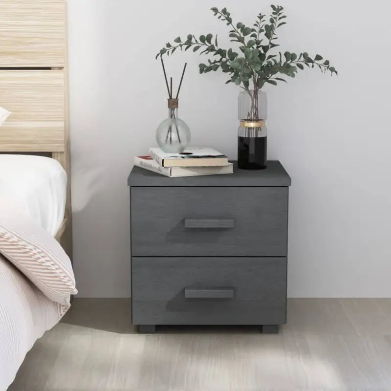 Houten nachtkastje van massief grenenhout voor moderne slaapkamers - Donkergrijs / 1 - Nachtkastjes