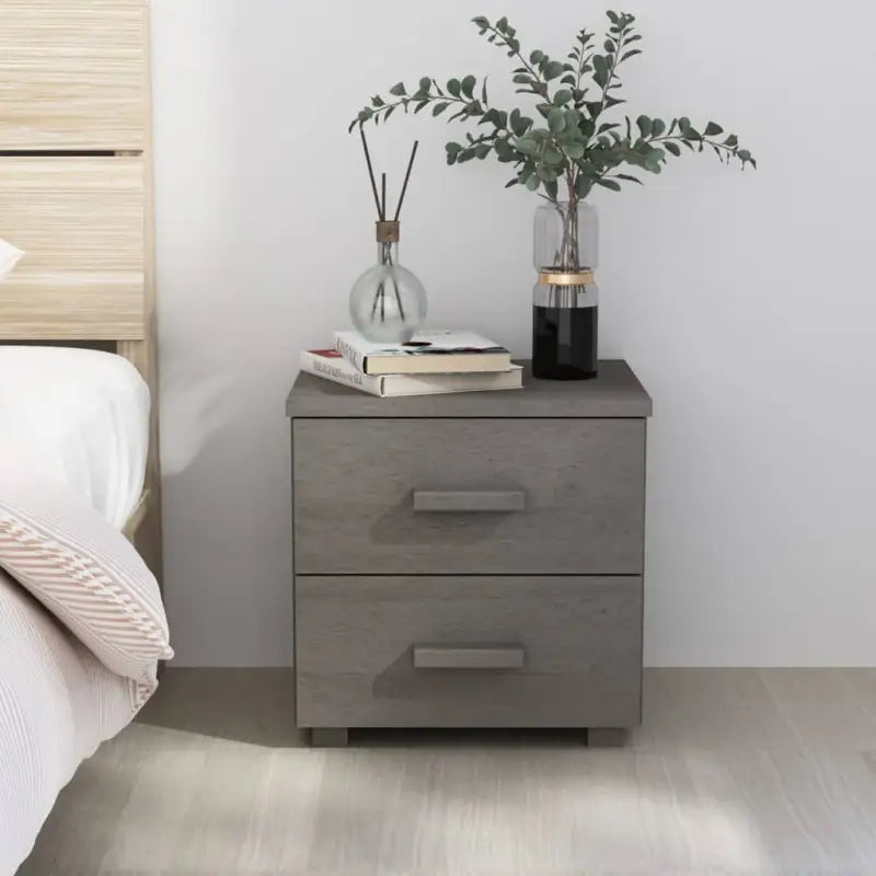 Houten nachtkastje van massief grenenhout voor moderne slaapkamers - Lichtgrijs / 1 - Nachtkastjes