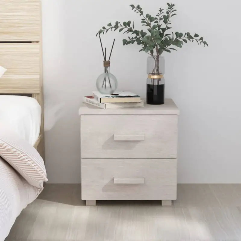 Houten nachtkastje van massief grenenhout voor moderne slaapkamers - Wit / 1 - Nachtkastjes